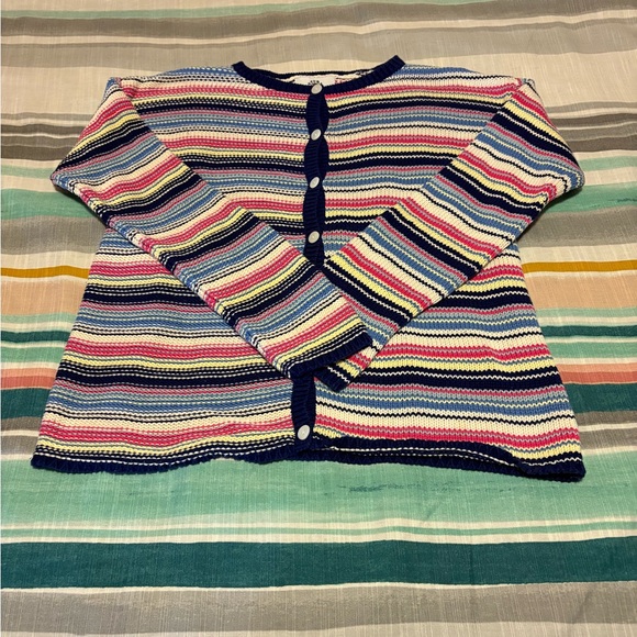Colorful Striped Button-Up Sweater - 100% Cotton - Made in Australia - Picture 5 of 7